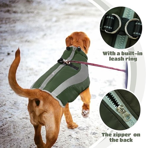 FUAMEY Hundemantel, Hundejacke mit Geschirr Hund kaltes Wetter Mäntel warme Haustierweste Hund - Bild 3 von 6