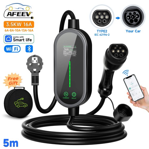 AFEEV Type2 Portable EV Charger 3.5KW 16A Type1 Electric Car Charger EVSEWallbox - Picture 6 of 24