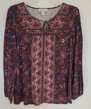 Ladies Vintage America Long Sleeve Patterned T- Shirt