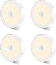 4 PCS Puck Lights, LED Motion Sensor Closets Lights USB Rechargeable under Cabin