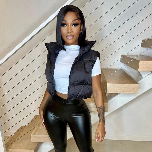 Autumn Winter Women Cotton Down Sleeveless Tops Jacket Vest With Collar - Image 2 of 4