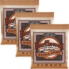3 Sets Ernie Ball 2150 Acoustic Guitar Strings Extra Slinky 10-50 3 Pack