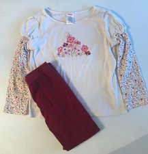 GYMBOREE Girls Floral Pink Shirt Pants 2 pc. set size 3 and 4