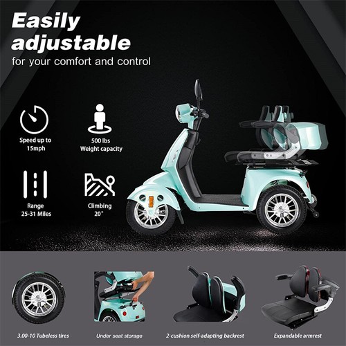 4-Wheels Electric Mobility Scooter 800W 60V 20AH Battery Motor Adult Elderly - Picture 4 of 15
