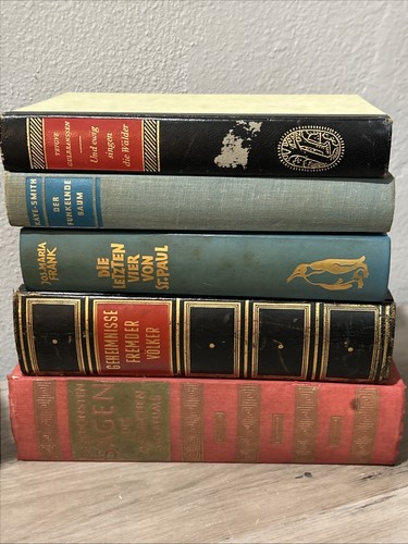 Vintage German Language Book Lot of 5 Staging Decor Prop Instant Library HC - Foto 3 di 18