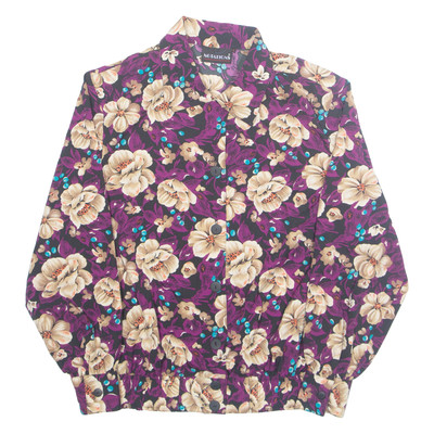 NOTATIONS Damen Bedrucktes Shirt Lila Kragen Langarm Blumenmuster M