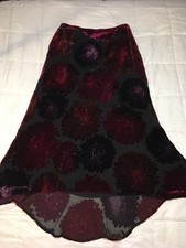 Lillie Rubin Red Velvet Flower Beaded Maxi Skirt Gothic 80-90 s Vintage Size 4