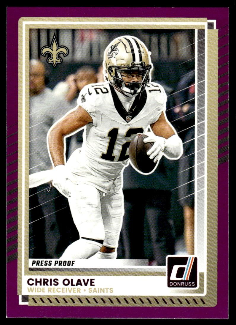 Chris Olave 2025 Donruss #94 Press Proofs Purple New Orleans Saints Card