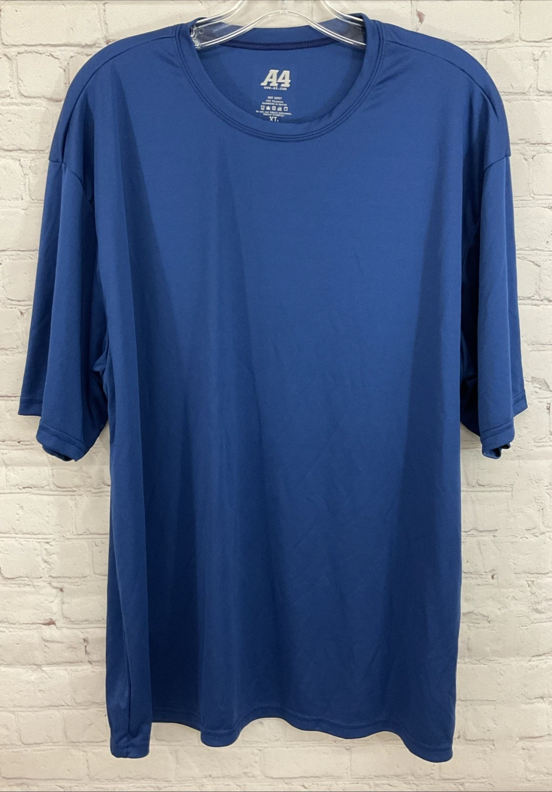 A4 38997 Adult's 100% Polyester Athletic T-Shirt Blue XL XLarge