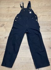 Carhartt Mens Bib Overalls Workwear Duck Canvas Double Knee Size 38x27 Black