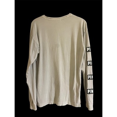 Victoria s Secret Pink Long Sleeve Pocket T-Shirt Gray Blue Small