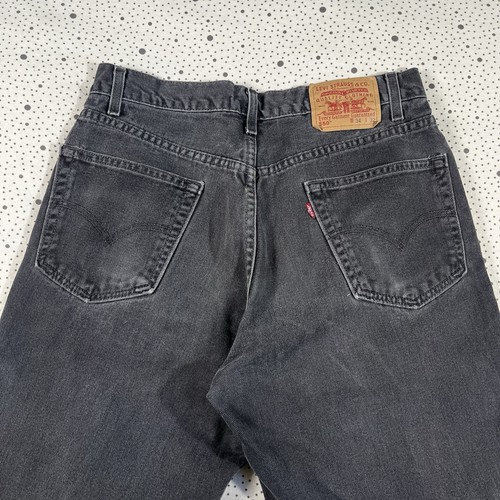 Vintage 2002 Levi's 550 Jeans Relaxed Fit Size 34x32 Denim Black Grunge Y2k - Picture 6 of 12