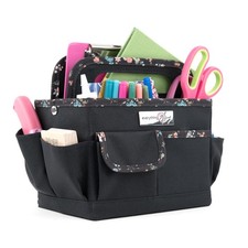Craft Caddy Black Floral Art Supply Storage Organizer Tote School Home
