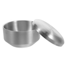 Shaving Soap Bowl: Stainless Steel Soap Cream Bowl with Lid Double-Wall