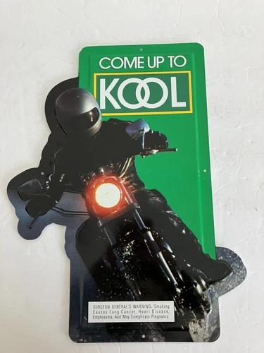 Vintage 80’s KOOL Cigarette Harley HD Motorcycle Embossed Tin Metal Sign! NEW!