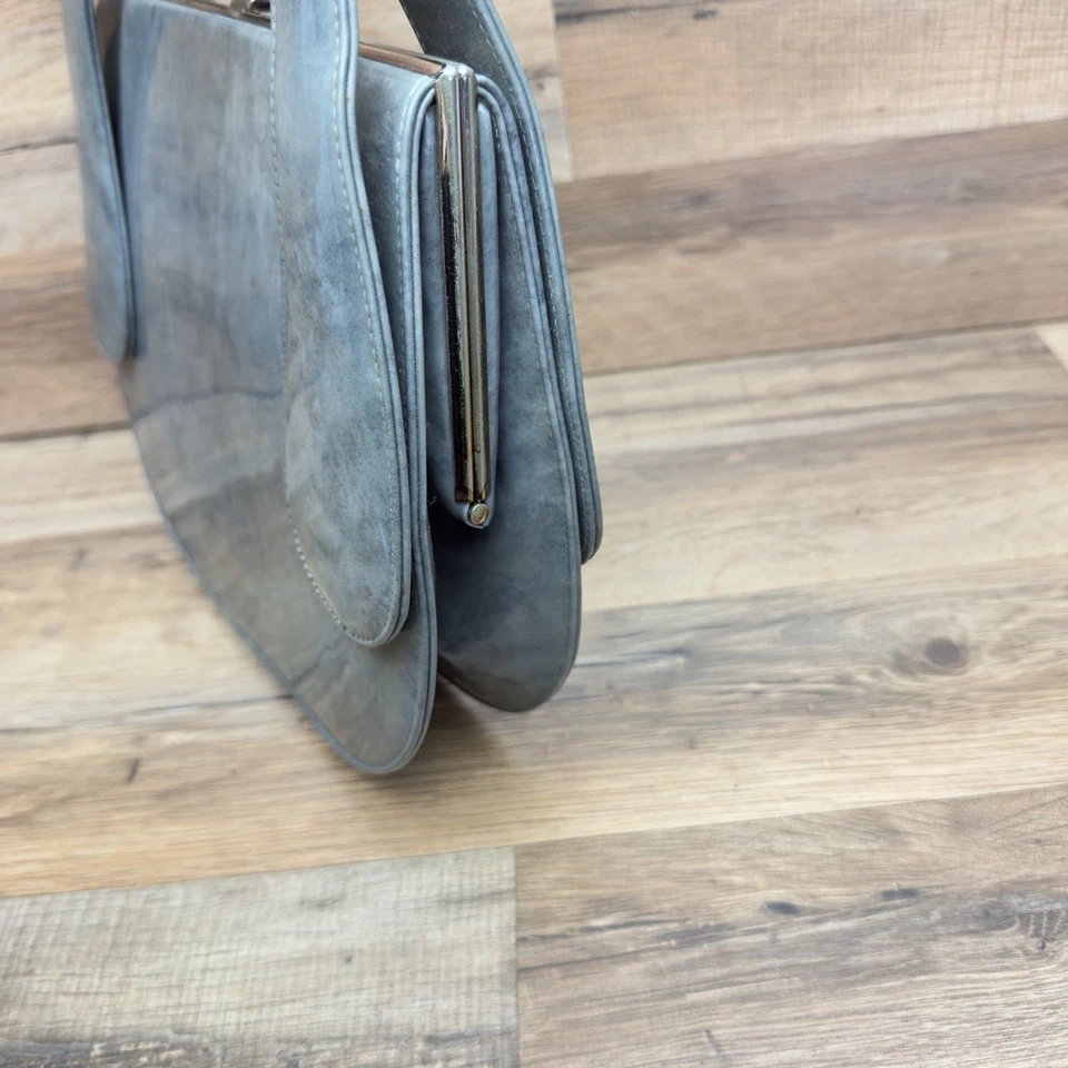 Bolsos de Colección Años 70 Por Francois California Color Gris Bolso de Mano Monedero Cuero OBO Foto 4 de 4