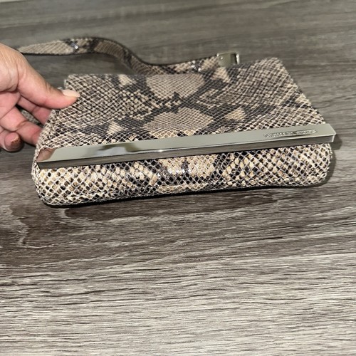 Brand New Michael Kors Julian Snake Print Leather Dark Sand Shoulder Flap - Picture 7 of 7