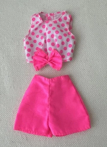 Vintage Barbie Fashion Clothing Hot Pink Shorts Polka Dot Top Short