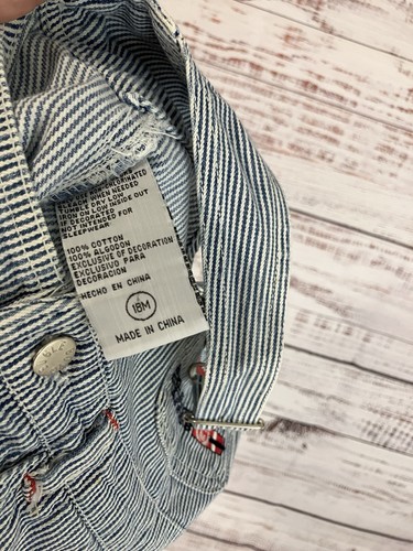 Vintage Original Bugle Boy Classic Overalls Shortalls Stripe Railroad 18 months - Picture 10 of 10
