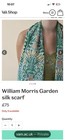 100% Silk Scarf NWT Victoria & Albert London Green Peach 19” X 59” Wm. Morris — photo 7