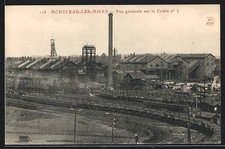 CPA Montceau-les-Mines, Vue générale sur le Crible no 3, Kohlebergbau 