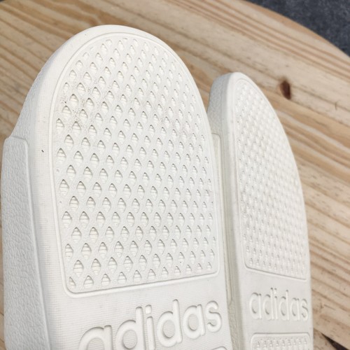 Adidas Sandals Womens 9D Adilette Aqua Slide White Slip On Open Toe Casual Flats - Picture 12 of 17