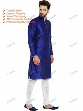 Mens Kurta Blue Color Ethnic Dress Mens Kurta Cotton Wear Shirt Uni