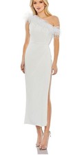 Mac Duggal A68147 One-Shoulder Neckline Midi Sheath Dress  - Size 4    MSRP $298