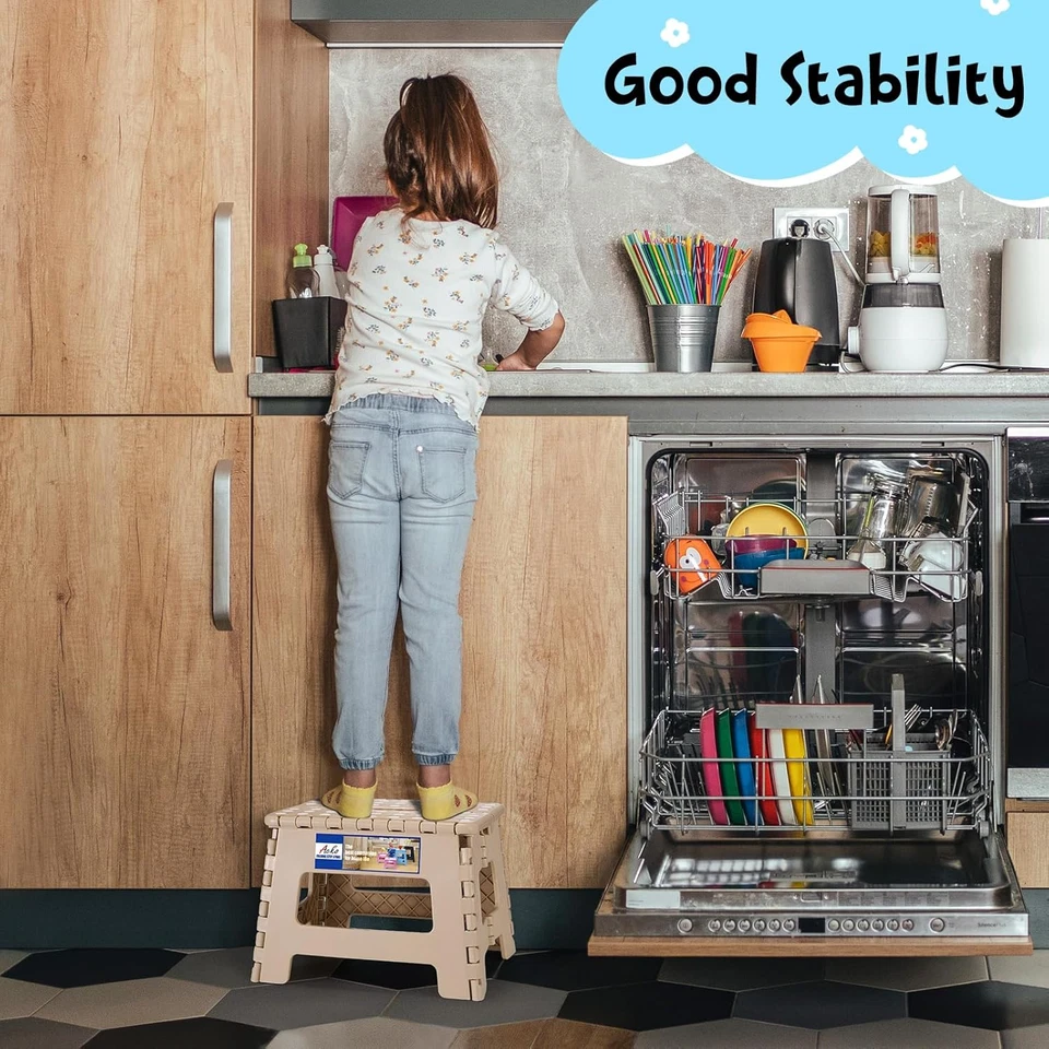 Folding Step Stool 9 Inch 300 Lb Capacity, Plastic Foldable for Kids and Adults  - Image 4 of 4