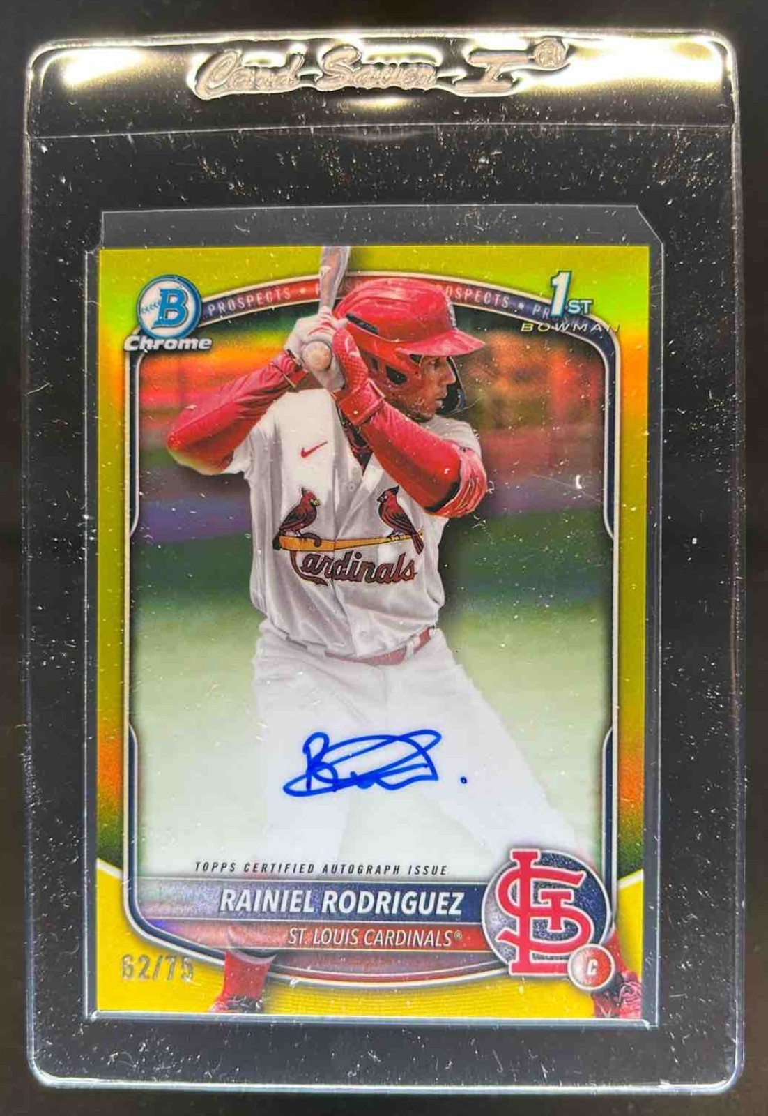 2025 Bowman Chrome Rainiel Rodriguez Auto Yellow Refractor 1st Prospect #62/75