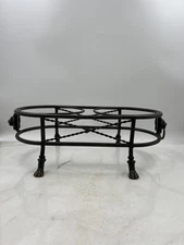 Heavy Metal Wrought Iron Double Pet Bowl Stand Raised Feeder Lion Head Paw Feet