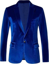 RONGKAI Mens Velvet Blazer Slim Fit Fashion Suit Jacket Wedding Prom Dinner 2XL