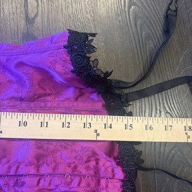 Frederick's of Hollywood Fuschia Black Lace Trimmed Corset Lingerie 36 Sexy
