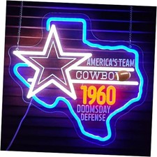 Football Neon Sign for Wall Decor Cowboys Neon Light Sign Blue,White-Cowboy