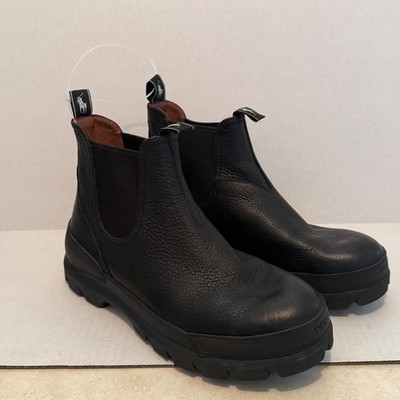 Polo Ralph Lauren Mens Oslo Chelsea Black Leather Lug Sole Boots 9D 812852601001
