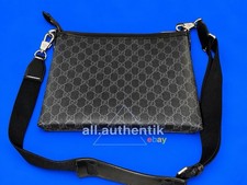 Gucci GG Imprime Black Gray Monogram Messenger Crossbody Shoulder Bag Unisex