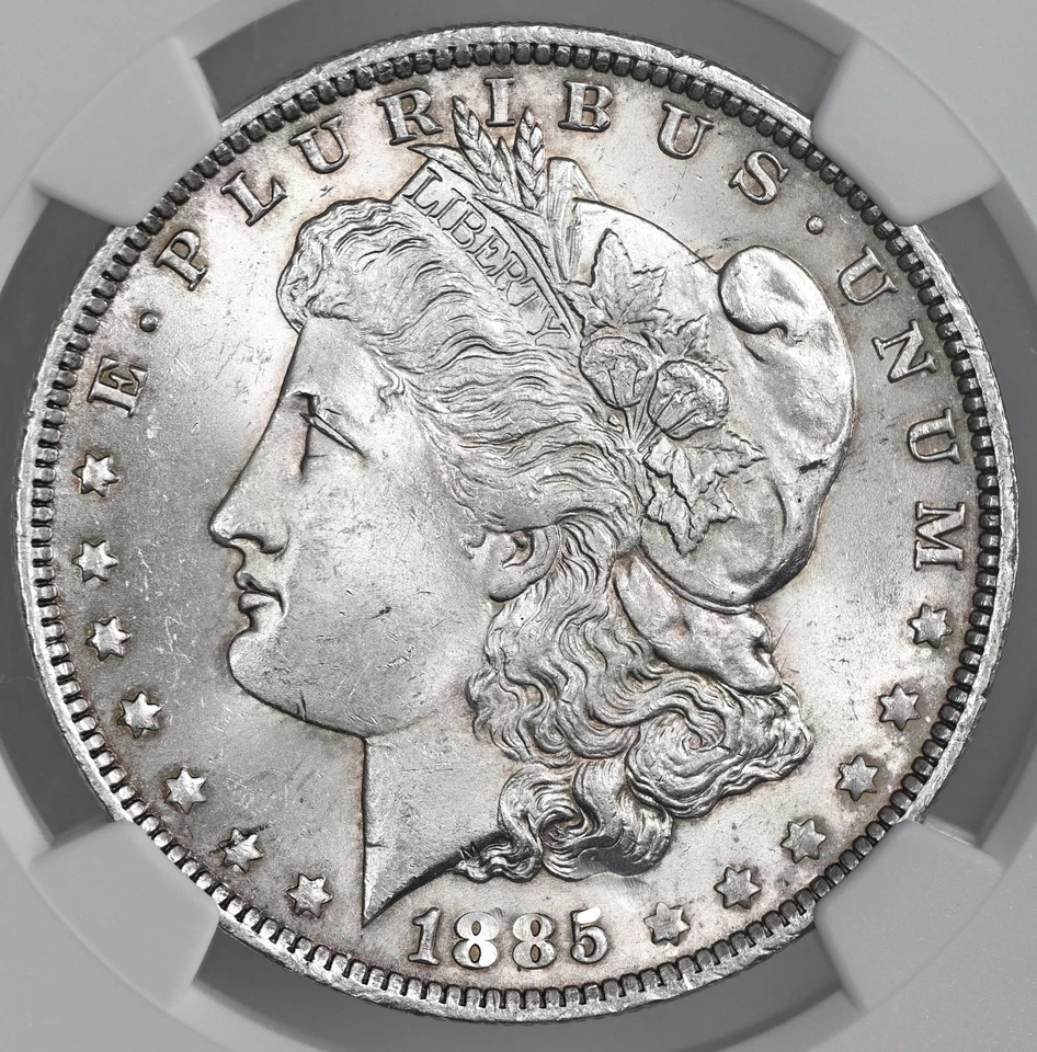 Dólar de plata Morgan 1885-O $1 "como nuevo de Nueva Orleans" NGC MS63 #8675097-016 Foto 2 de 4