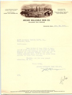 1917 Arcade Malleable Iron Co. factory letterhead
