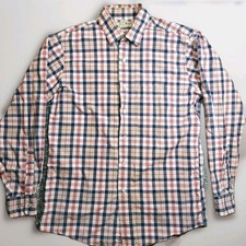 Men's L. L. Bean Short Sleeve Pink, Blue Plaid Button Shirt Size M - Made in USA
