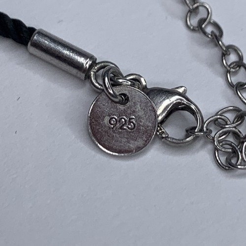 Tiffany & Co. 925 Sterling Silver Tips Twisted Black Silk Cord Necklace 14-16 - Bild 5 von 11