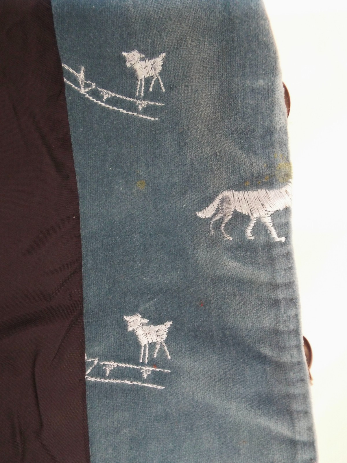 Vintage 1970s De Noyer Blue Cotton Velvet Pant Suit 38 Wolf Lamb James Borynack