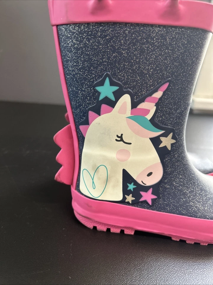 Botas de lluvia unicornio de goma coloridas para pesca talla 8 para niñas pequeñas Foto 2 de 4