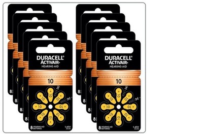 NEW Duracell Size 10 Activair PR70 Hearing Aid Batteries (80 Pack) Exp 2029
