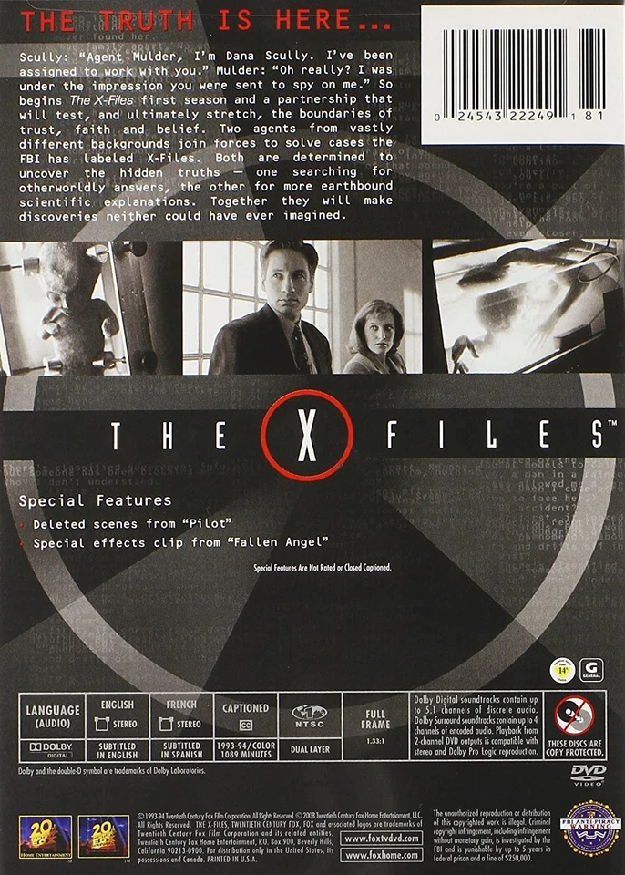 The X-Files: Season 1 (DVD) David Duchovny Gillian Anderson Mitch Pileggi - Image 3 of 3