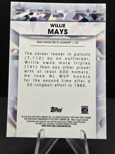Actualización cromada Topps 2022 Willie Mays Diamond Greats Insert #DGC-25 Giants - Imagen 2 de 2