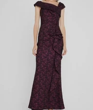 $960 Rickie Freeman by Teri Jon Women's Black Asymmetrical Gown Dress Size 6