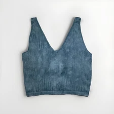 90 Degrees By Reflex Stonewash Seamless Alamo Bra Sz S Green Thick Ribbed Bra