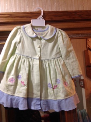 2pcs Toddler B. T. Kids 24 Mos Spring Easter Jacket + Dress Outfit Green Flowers