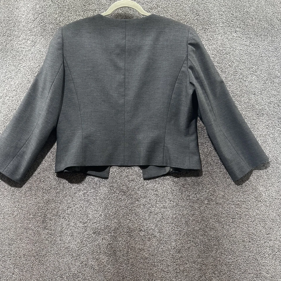 Chaqueta Blazer Tahari ASL Mujer 10 Gris Negro Encaje Cierre Único Forrada Oficina Foto 2 de 4
