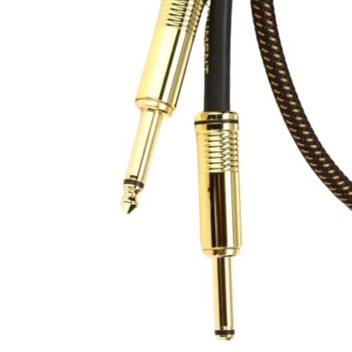 BROWN w GOLD ENDS 18' PAY DIRT BRAIDED INST. CABLE ERNIE BALL 6432 ST/STRAIGHT - Picture 5 of 7